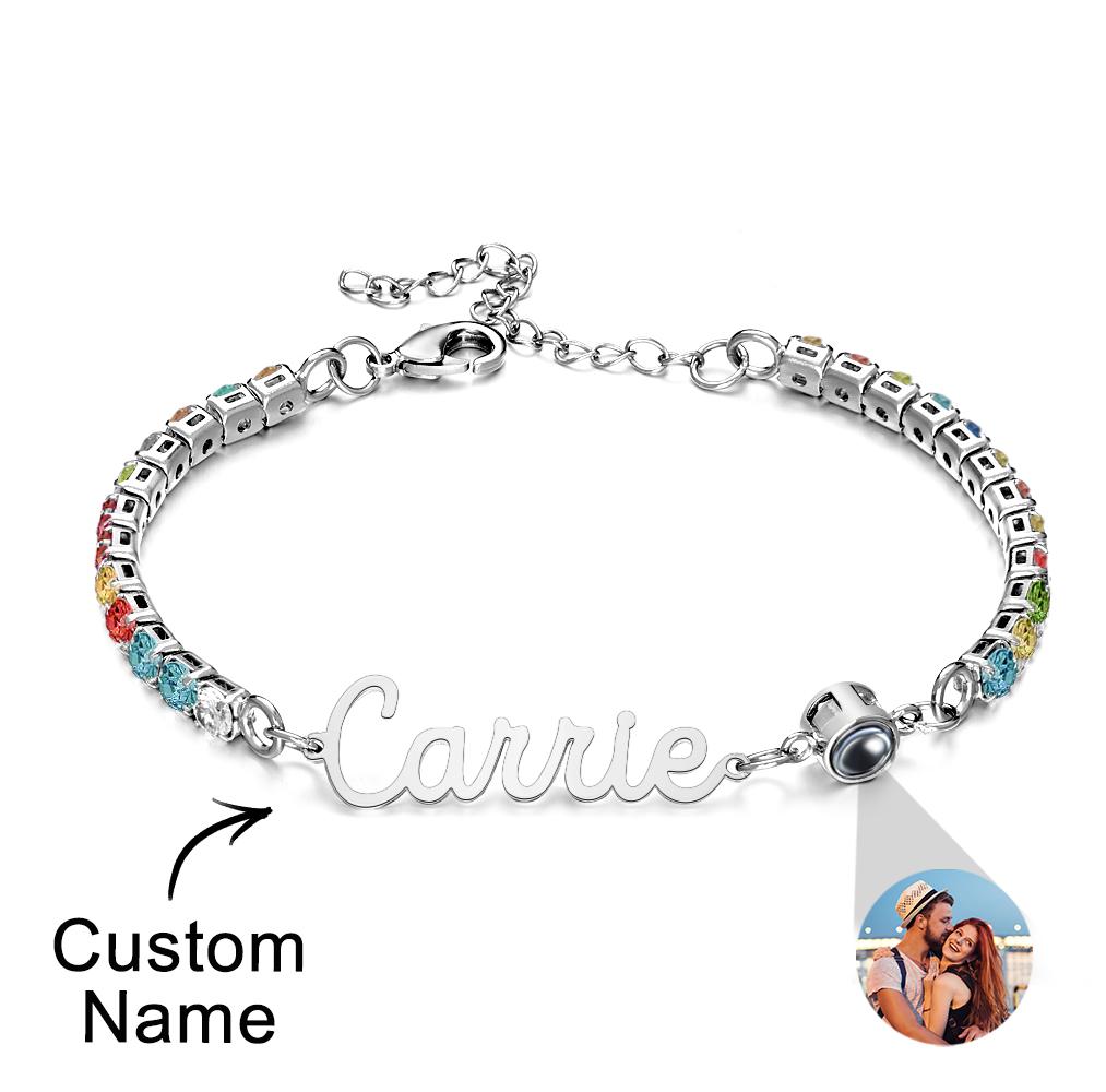 Custom Name Tennis Bracelets Projection Unique Gifts for Girl