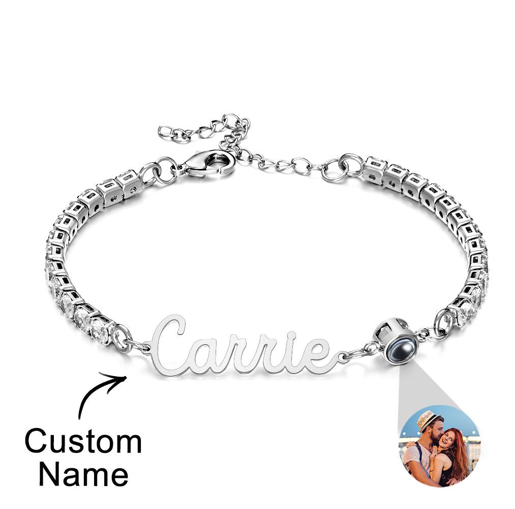 Custom Name Tennis Bracelets Projection Unique Gifts for Girl