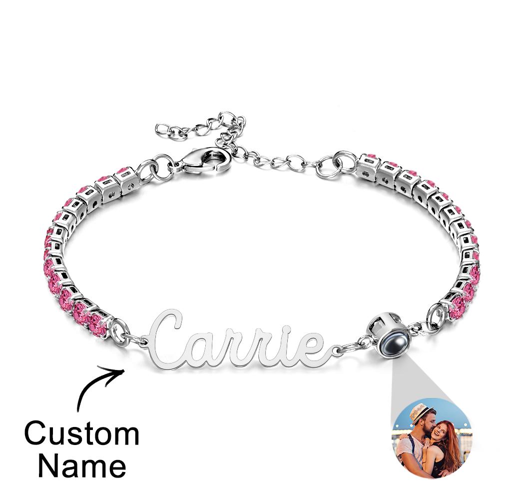 Custom Name Tennis Bracelets Projection Unique Gifts for Girl