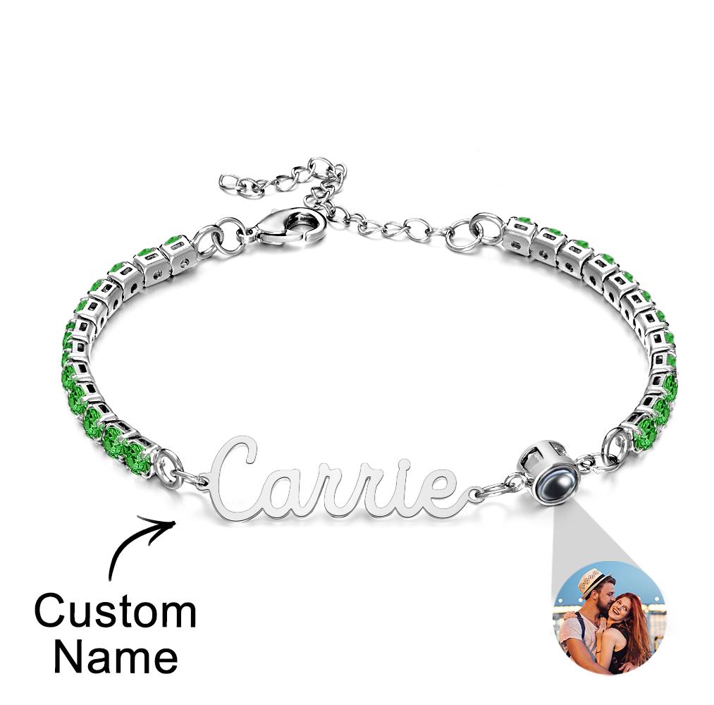 Custom Name Tennis Bracelets Projection Unique Gifts for Girl