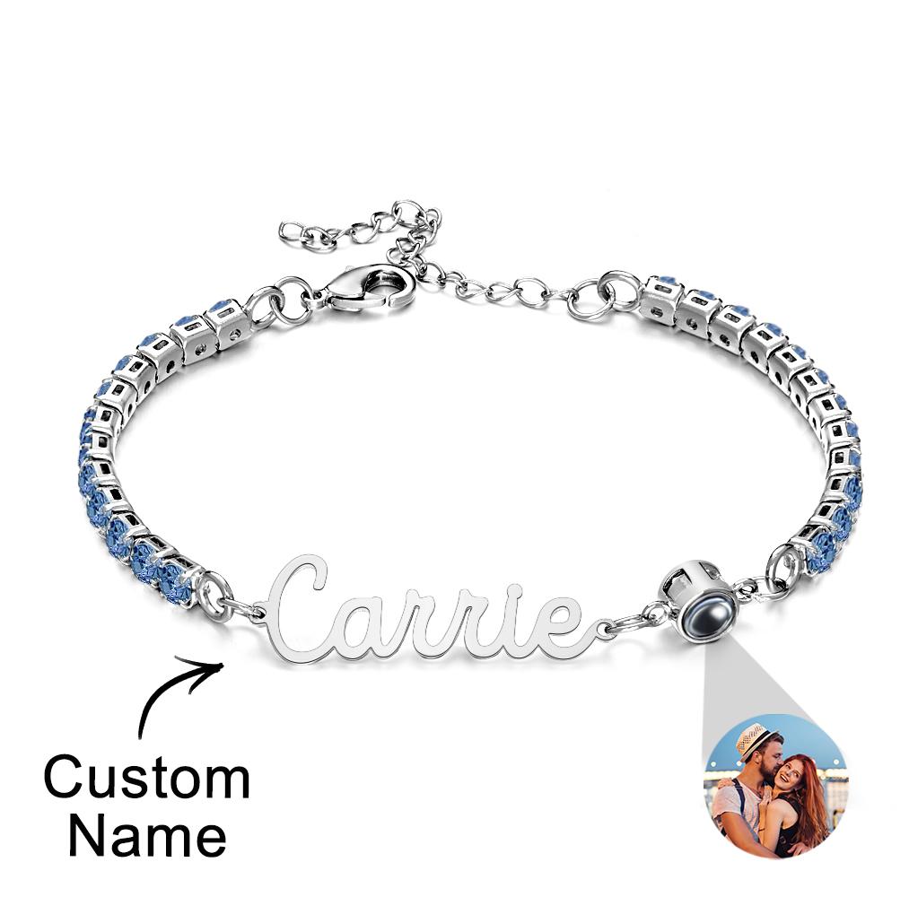 Custom Name Tennis Bracelets Projection Unique Gifts for Girl