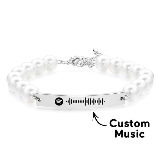 Custom Scannable Spotify Code Bracelet Pearl Love Gift