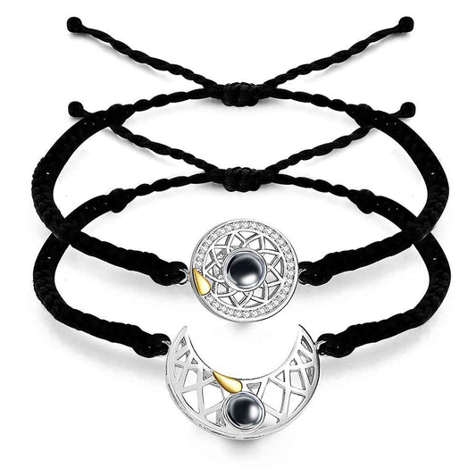 Personalized Photo Projection Bracelet Sun And Moon Braided Rope Bracelet For Couples