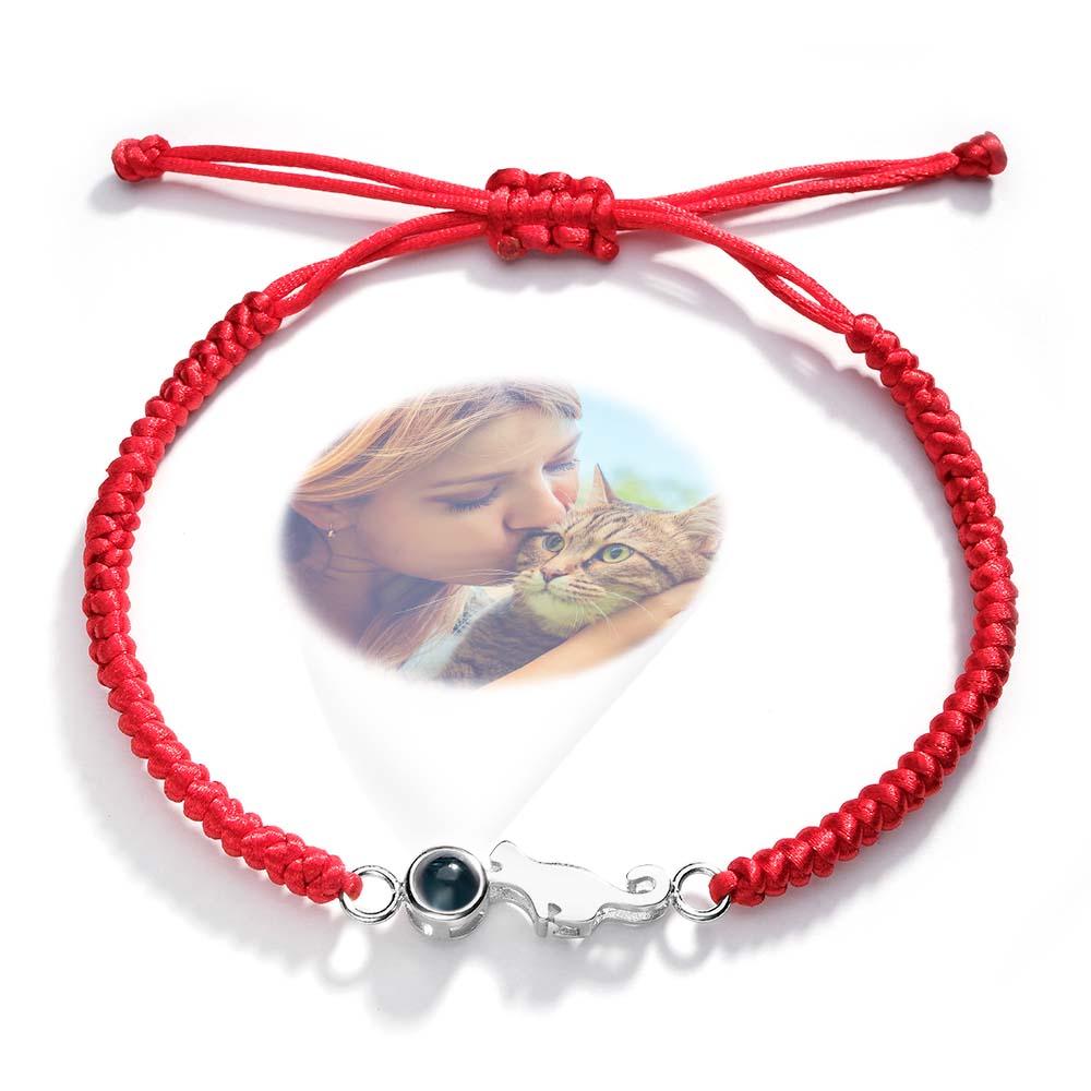 Custom Cat Projection Bracelet Personalized Memorial Picture inside Bracelet Gift for Her