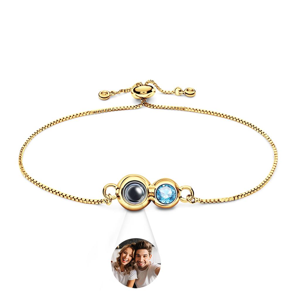 Custom Projection Birthstone Bracelet Simple Unique Gift for Her