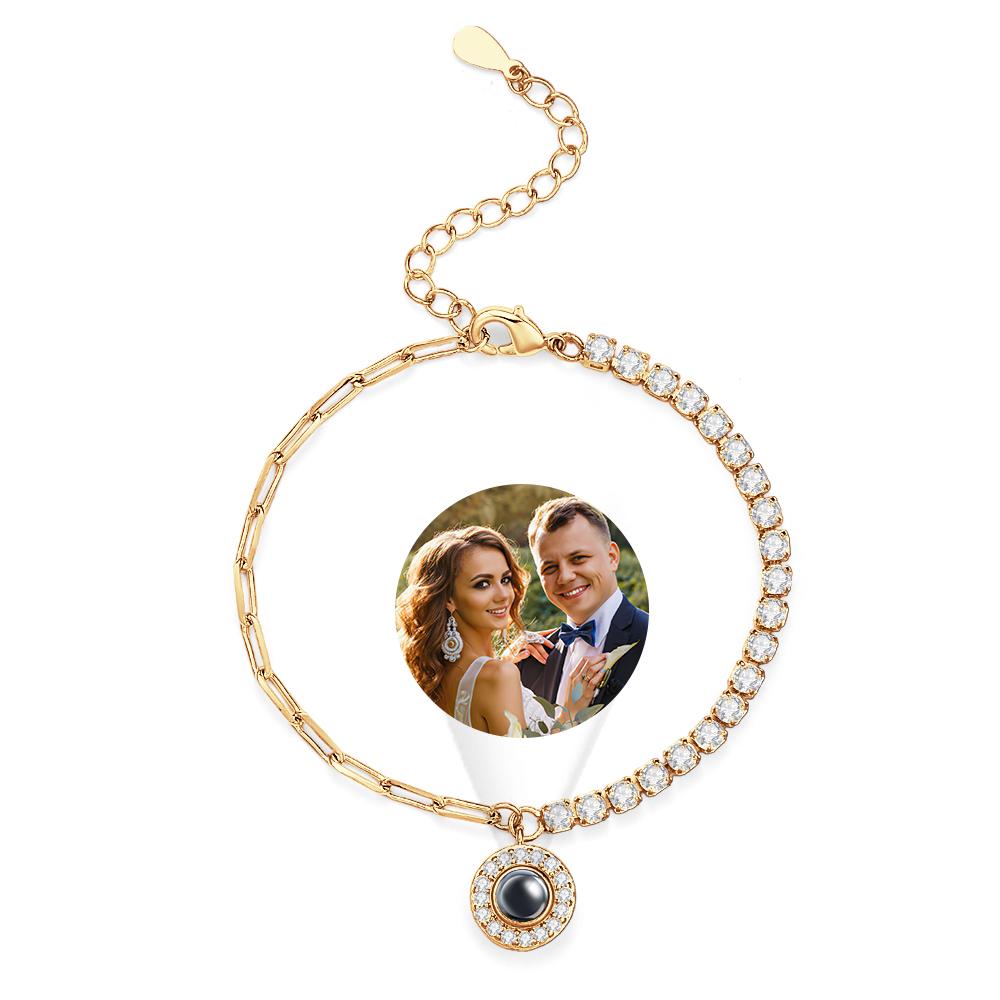 Personalized Projection Bracelet Round Pendant Design Chain Gift
