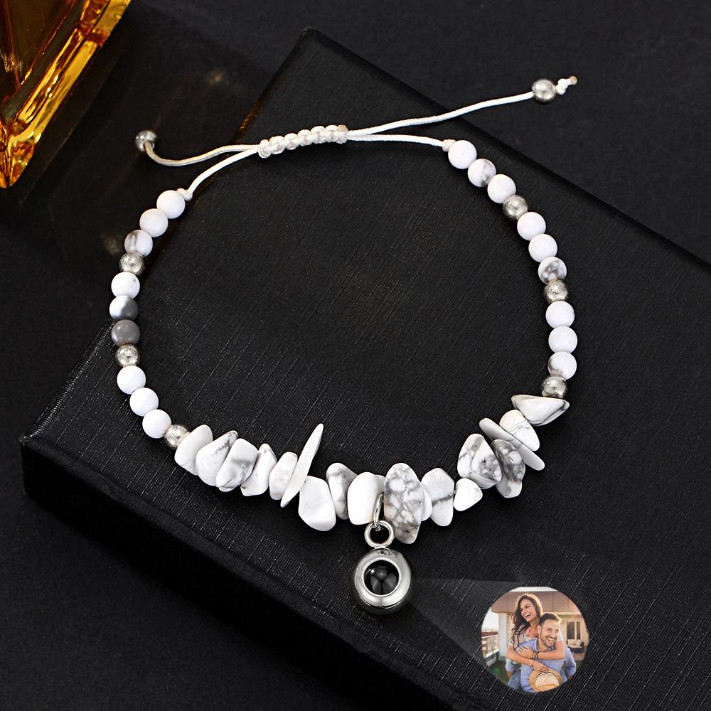 Personalized Picture Projection Bracelet With Colorful Stone Chain Unique Christmas Gift For Friends