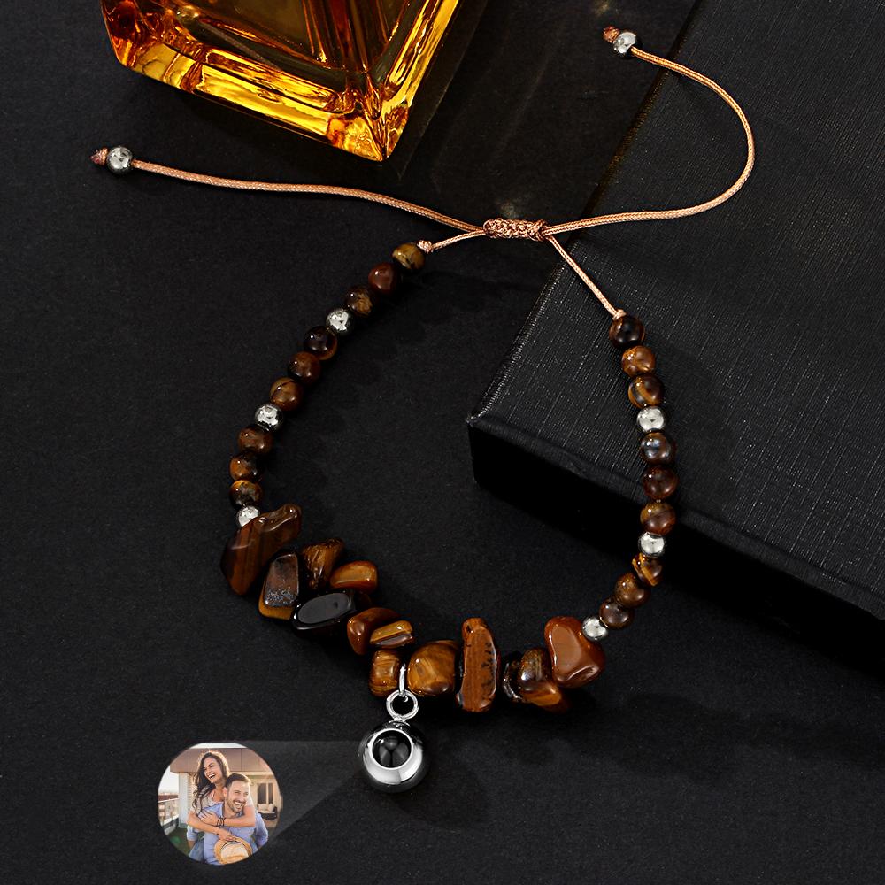 Personalized Picture Projection Bracelet With Colorful Stone Chain Unique Christmas Gift For Friends