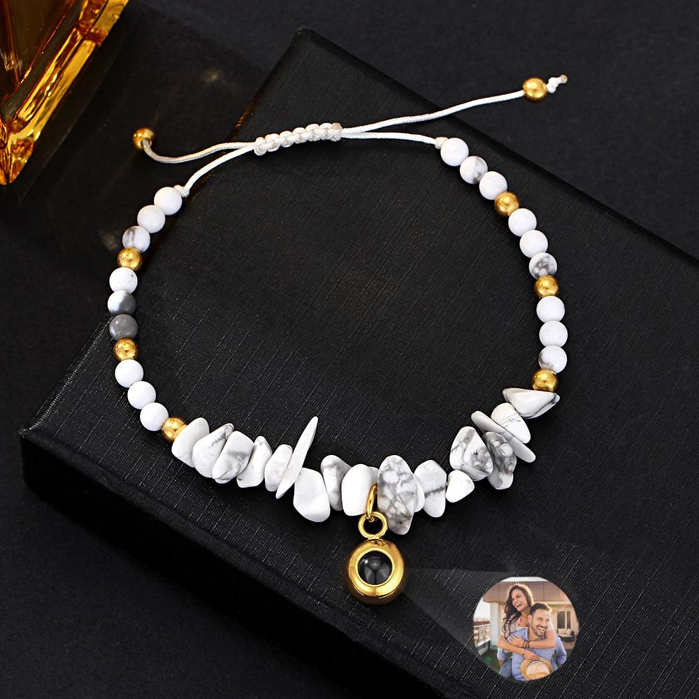 Personalized Picture Projection Bracelet With Colorful Stone Chain Unique Christmas Gift For Friends