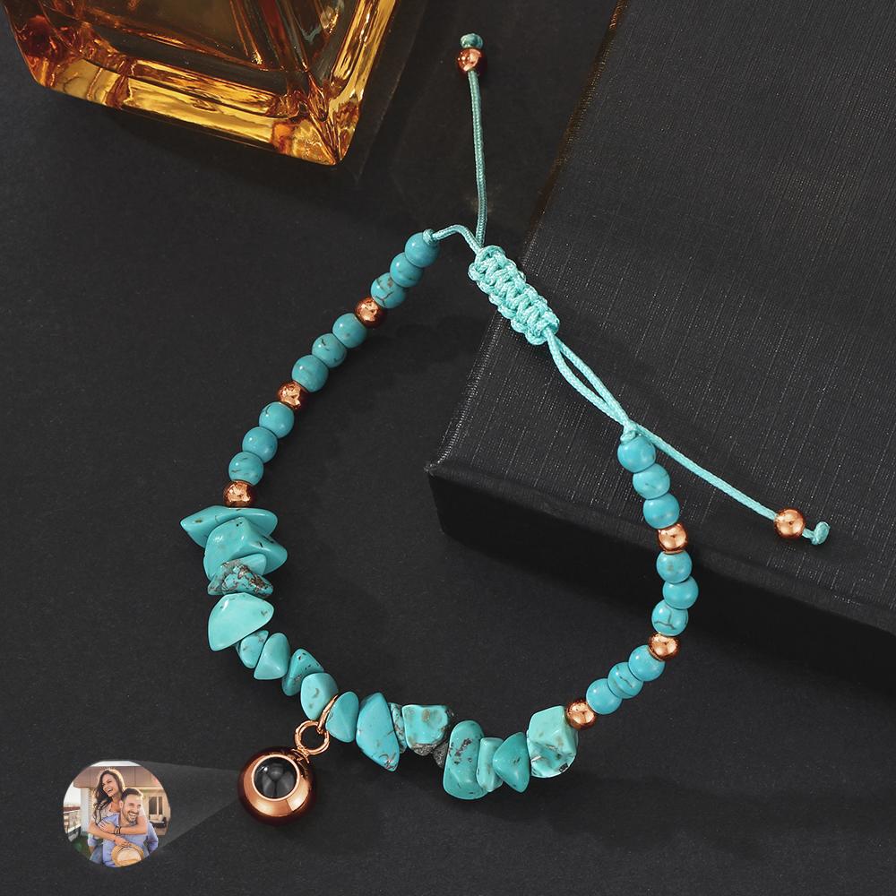 Personalized Picture Projection Bracelet With Colorful Stone Chain Unique Christmas Gift For Friends