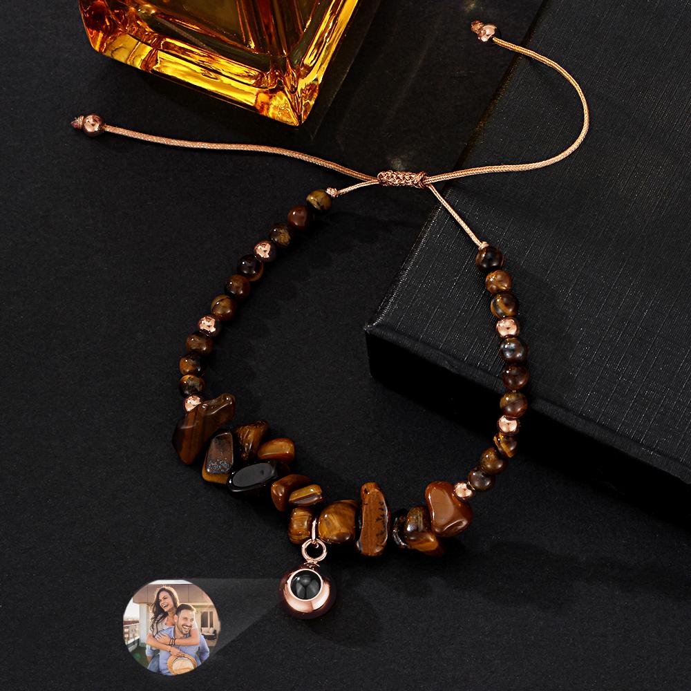 Personalized Picture Projection Bracelet With Colorful Stone Chain Unique Christmas Gift For Friends