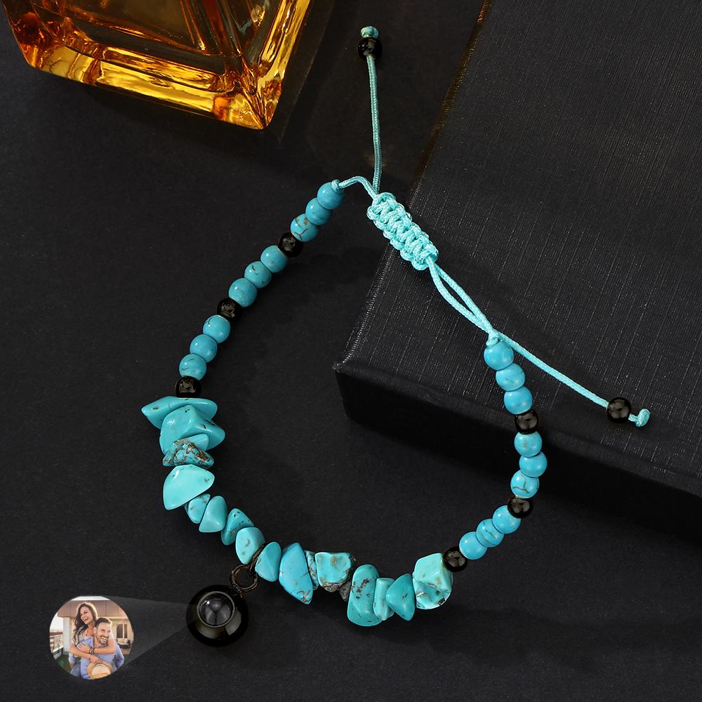 Personalized Picture Projection Bracelet With Colorful Stone Chain Unique Christmas Gift For Friends