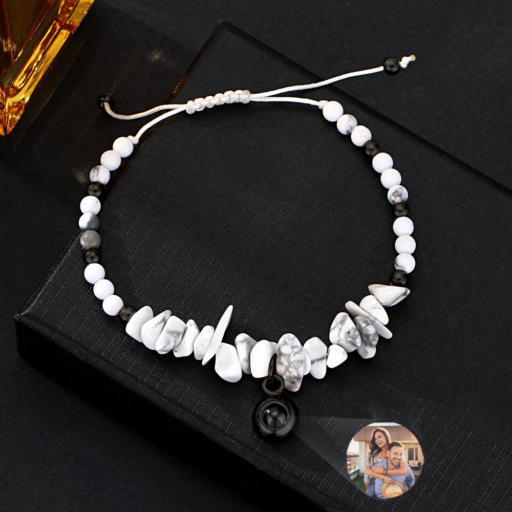 Personalized Picture Projection Bracelet With Colorful Stone Chain Unique Christmas Gift For Friends