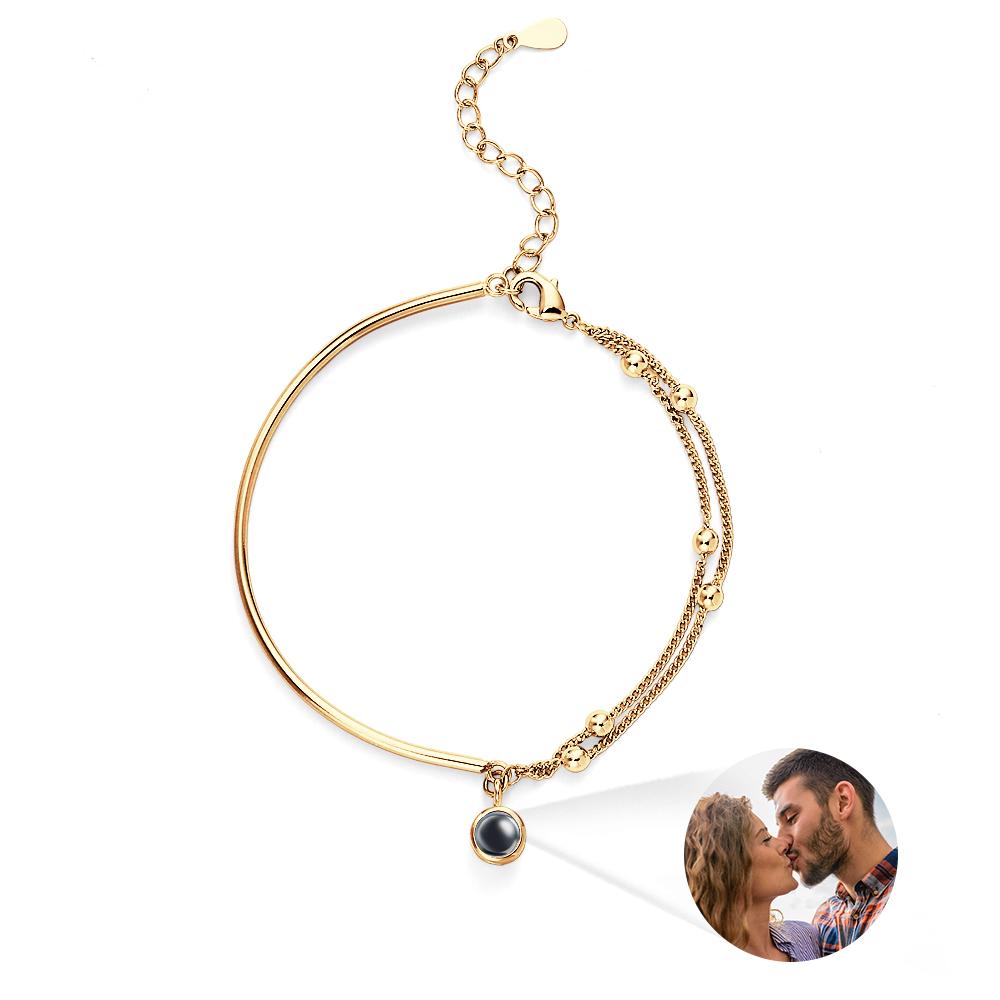 Custom Photo Projection Bracelet Double Chain Gift for Her