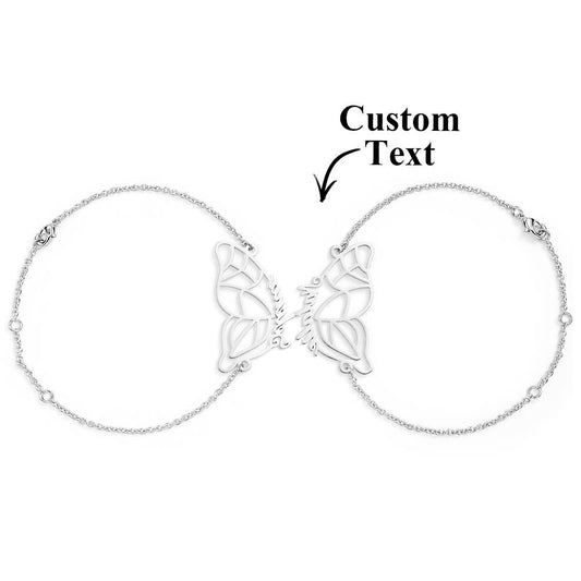 Custom Name Two Butterfly Bracelets Romantic Couple Gift