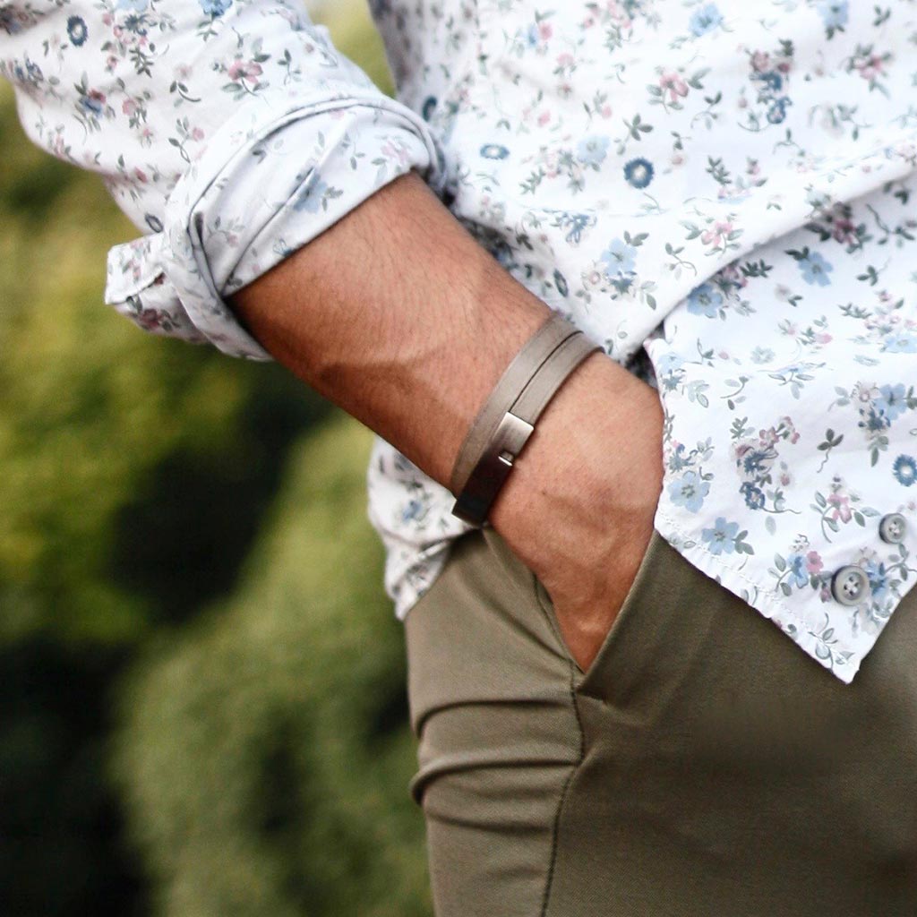 U-Turn Twice Silex Leather Bracelet - Gunmetal