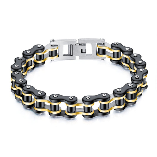 Retro Bicycle Chain Bracelet Black Gold Gifts for Fashion Men