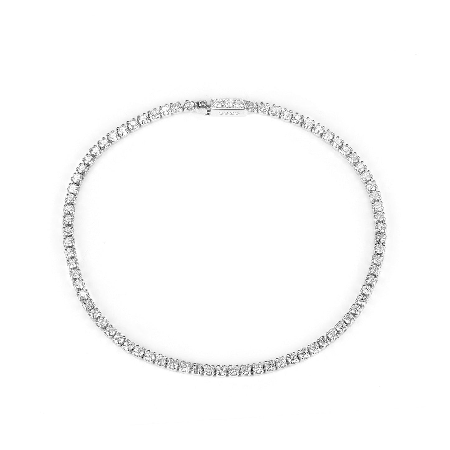 Sterling Silver Claw Chain Tennis Bracelet White Gold Plated