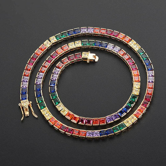 Multi-color Single Row Tennis Necklace