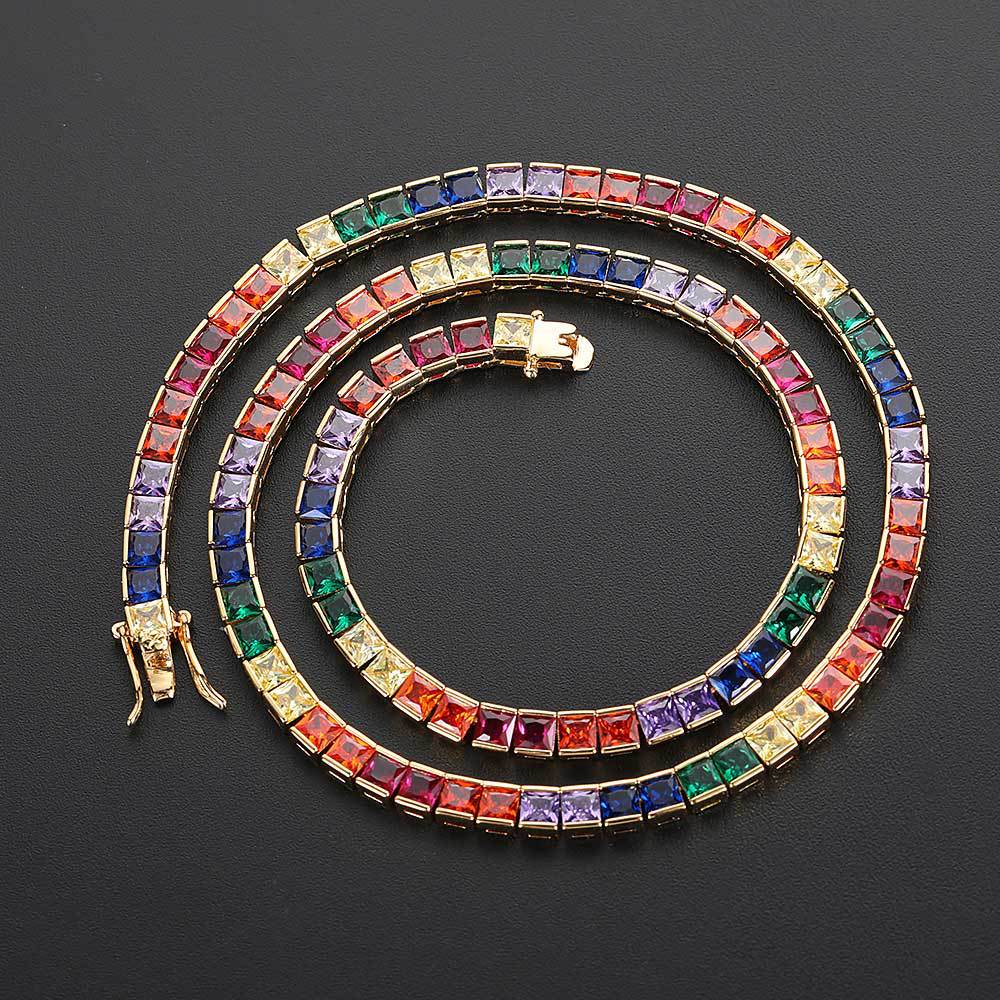 Multi-color Single Row Tennis Necklace