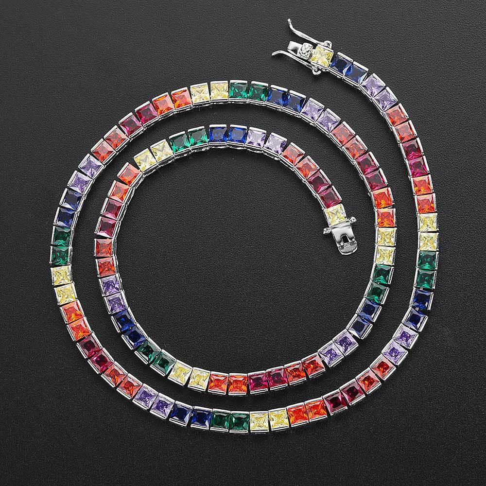 Multi-color Single Row Tennis Necklace