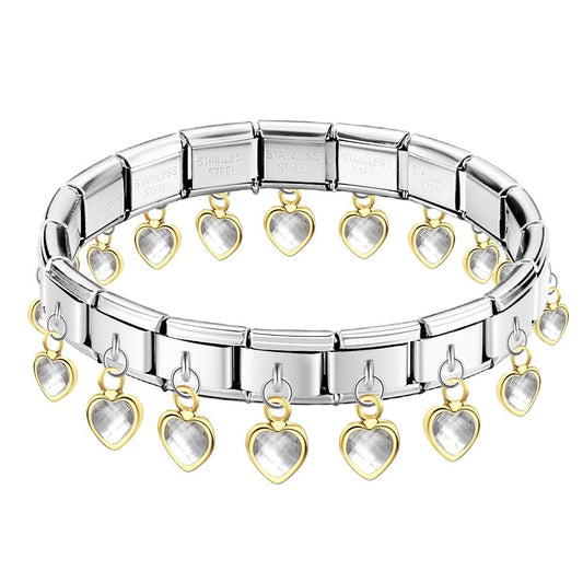 White Heart Pendant Vintage Italian Charm Bracelet