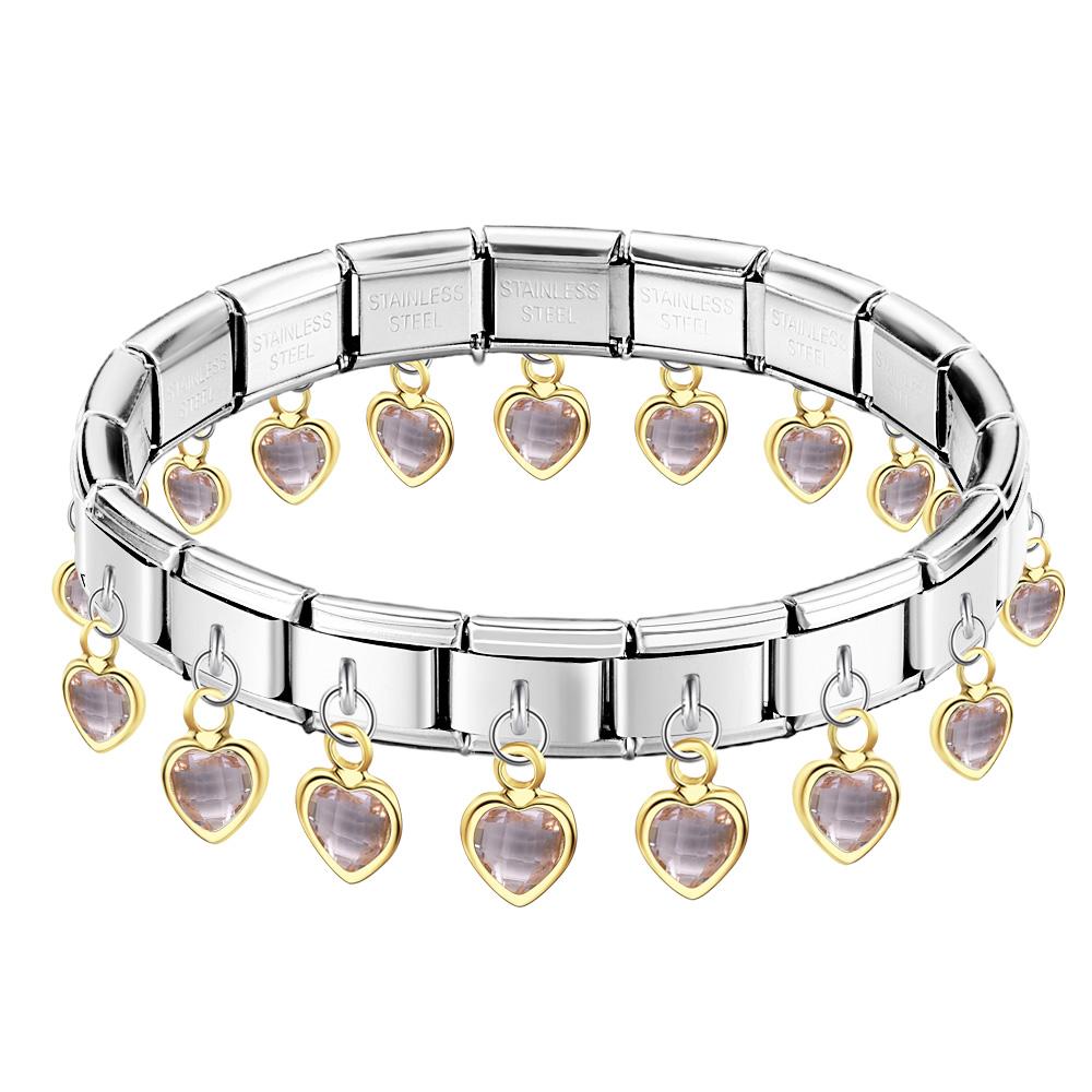 Pink Heart Pendant Vintage Italian Charm Bracelet