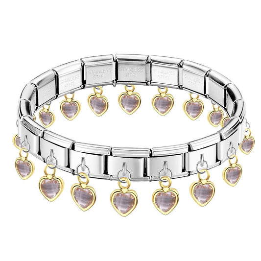 Pink Heart Pendant Vintage Italian Charm Bracelet