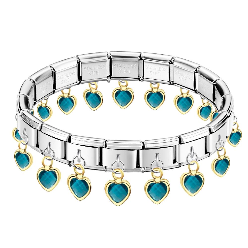 Lake Blue Heart Pendant Vintage Italian Charm Bracelet