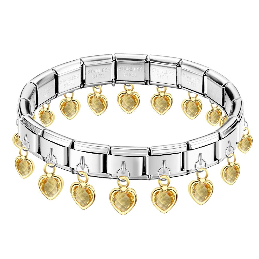 Yellow Heart Pendant Vintage Italian Charm Bracelet