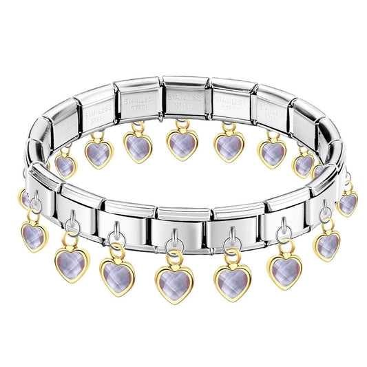 Purple Heart Dangle Vintage Italian Charm Bracelet