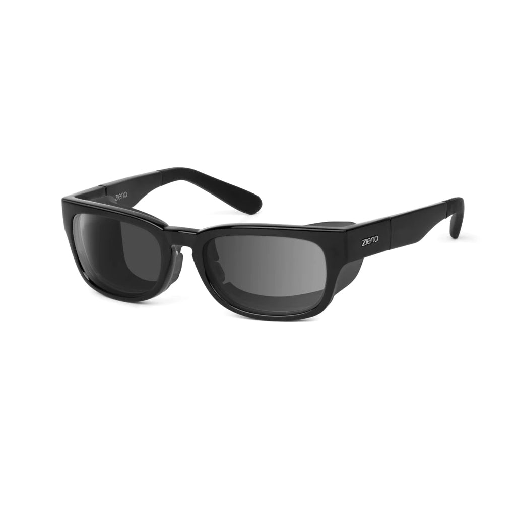 Ziena Kai in Glossy Black Frame with Black Eyecup and Polarized Grey Lens front view