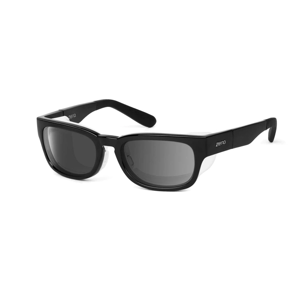 Ziena Kai in Glossy Black Frame with Frost Eyecup and Polarized Grey Lens front view