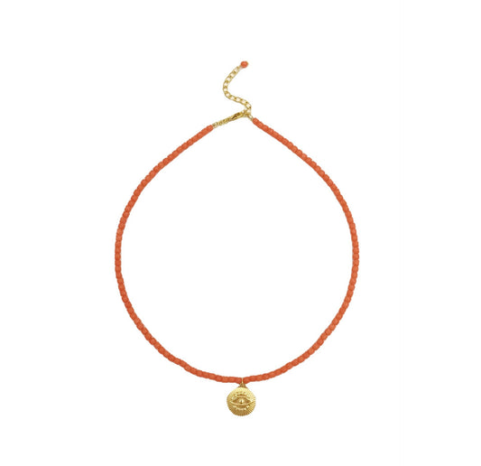 Women's Fashion Vintage Eyes Coral Beads Chain Necklace