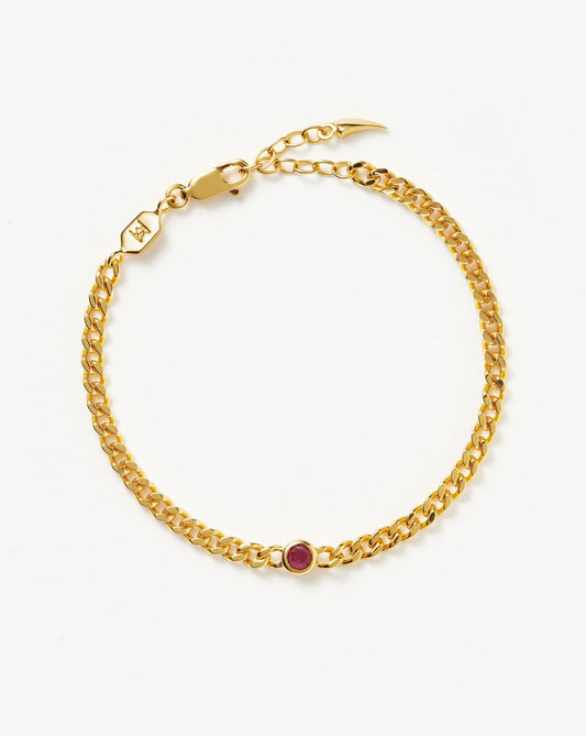 Birthstone Chain Bracelet - July | 18ct Gold Plated Vermeil/Ruby
