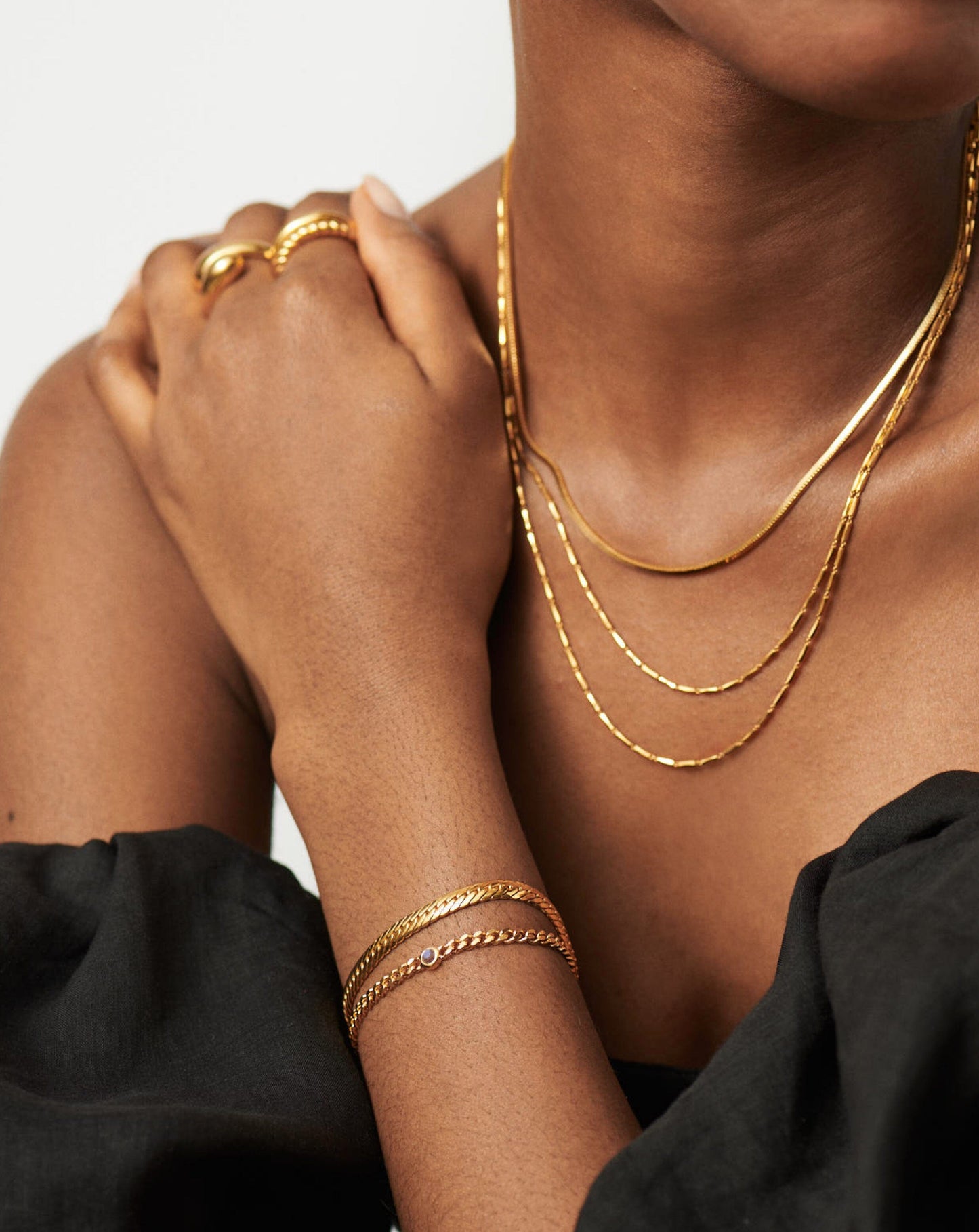 Birthstone Chain Bracelet - June | 18ct Gold Plated Vermeil/Rainbow Moonstone