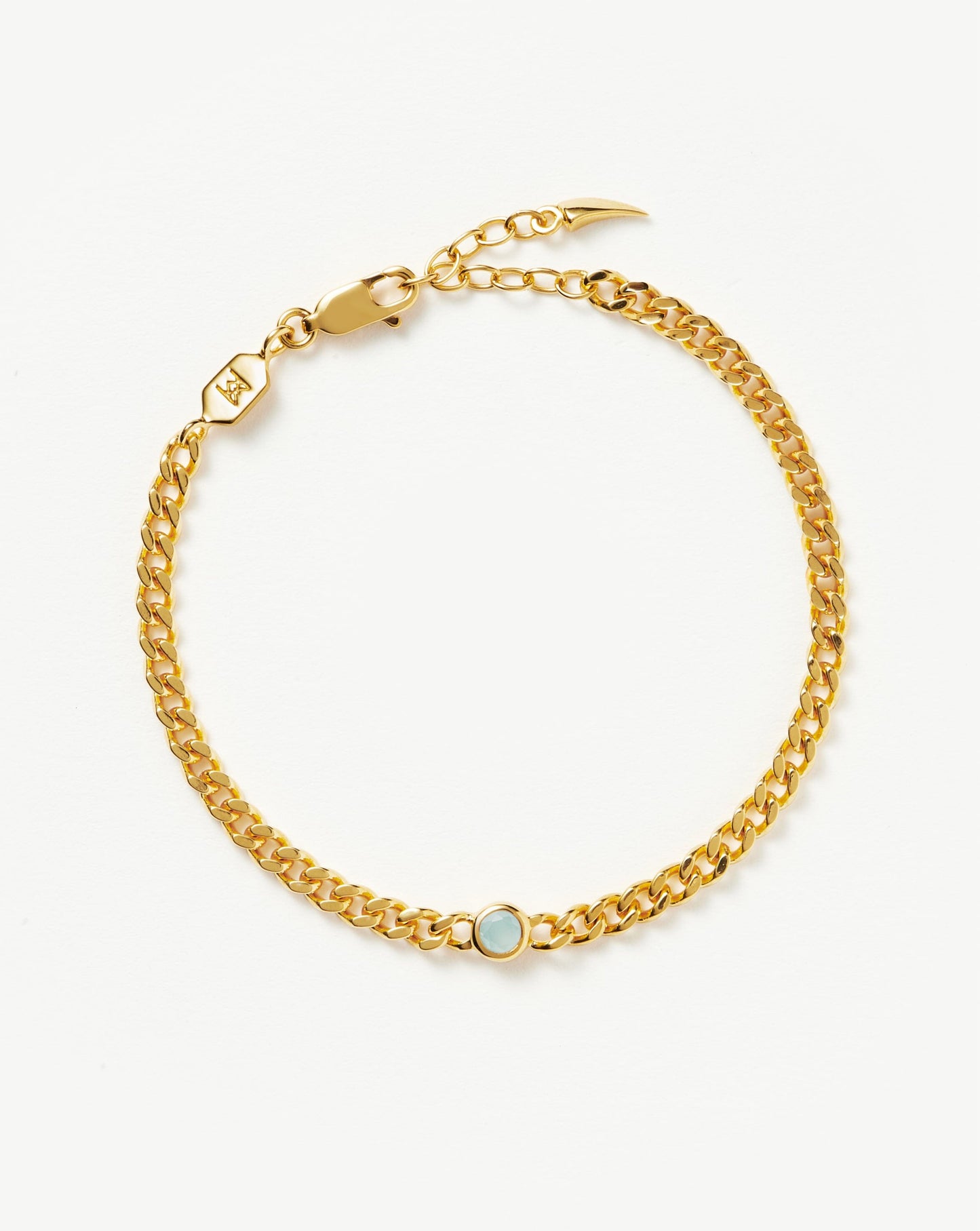 Birthstone Chain Bracelet - March | 18ct Gold Plated Vermeil/Aqua Chalcedony
