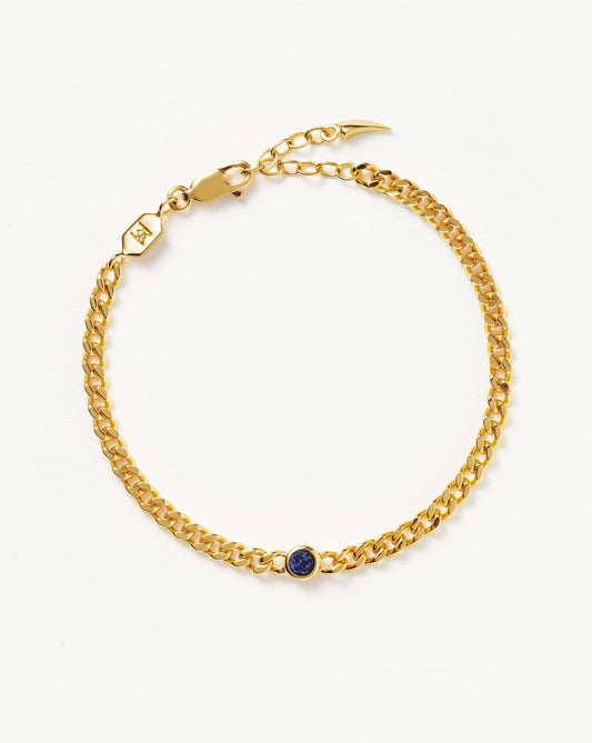 Birthstone Chain Bracelet - September | 18ct Gold Plated Vermeil/Lapis
