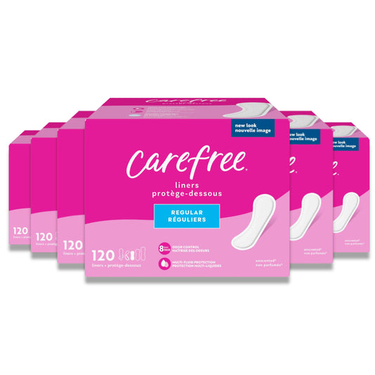Carefree - Acti-Fresh Panty Liners, Soft and Flexible Feminine Care Protection, Regular - 120 Ct each - 4 Pack