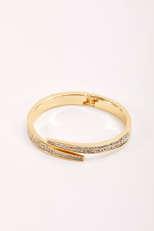 Gold Hinge Diamante Bangle