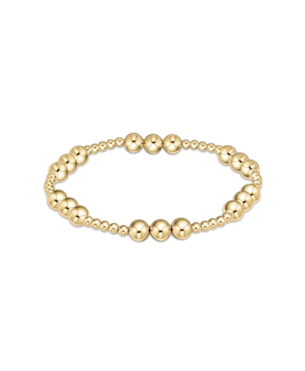 Classic Joy Pattern 6mm Bead Bracelet - Gold