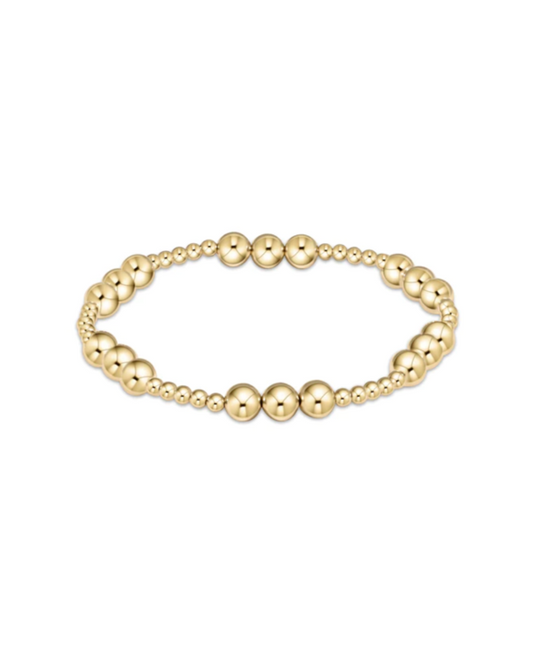 Classic Joy Pattern 6mm Bead Bracelet - Gold