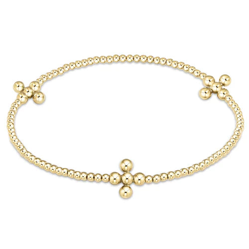 Signature Cross Gold Bliss Pattern 2.5mm Bead Bracelet - Pearl