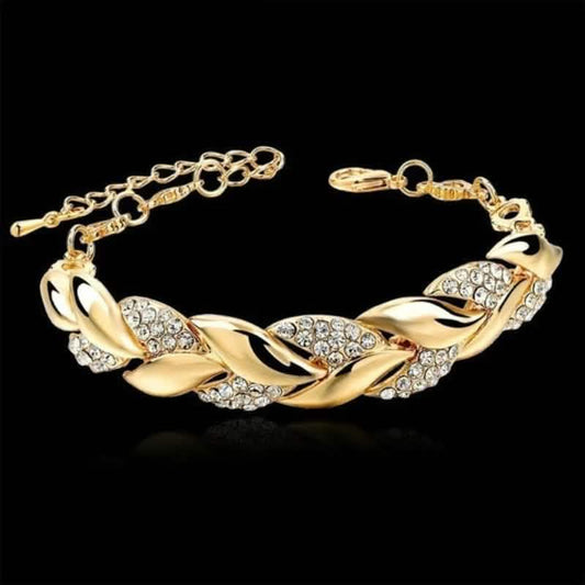 Fashion Women Silver Crystal Bracelet Gold Leaf Bracelet Rose Gold Diamond Bracelet for Women Christmas Gift Jewelry Bracelets 1 - DailySale