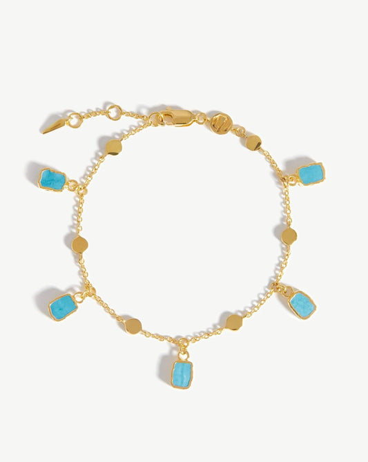 Lena Charm Bracelet | 18ct Gold Plated/Turquoise