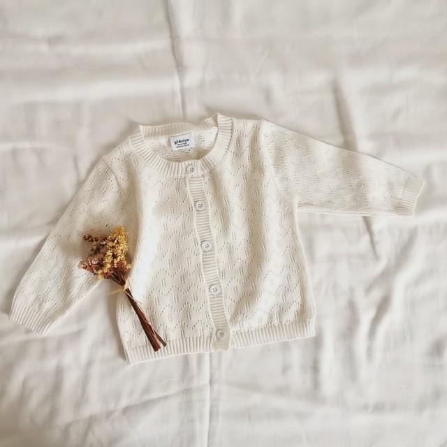 Girl's Clothing White / 4T Hollow Knitted Cardigan