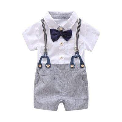 Boy's Clothing White / 6M White Shirt & Suspender Shorts