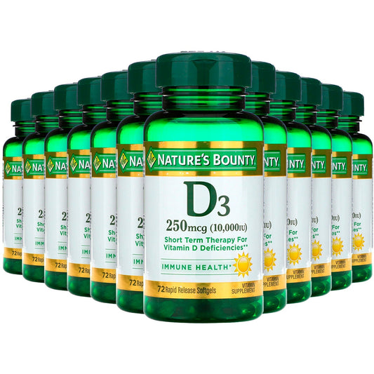 Nature's Bounty Vitamin D3 - 250mcg/10.000Iu - 72 Softgels - 12 Pack