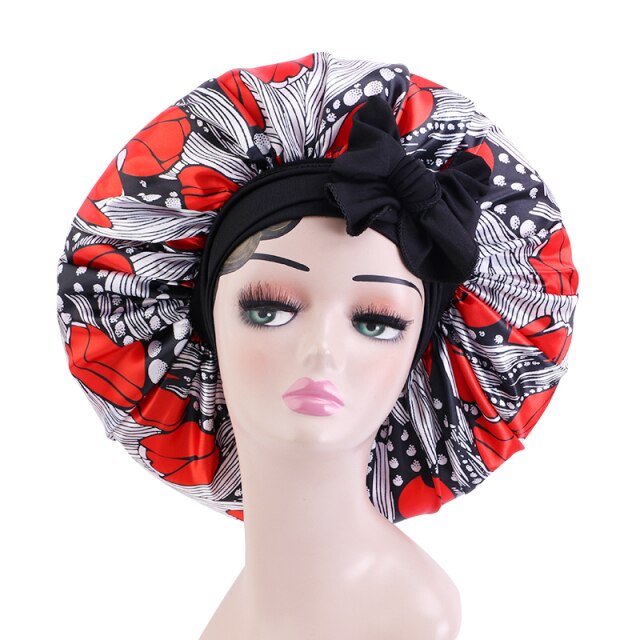 African Pattern Print Satin Bonnet
