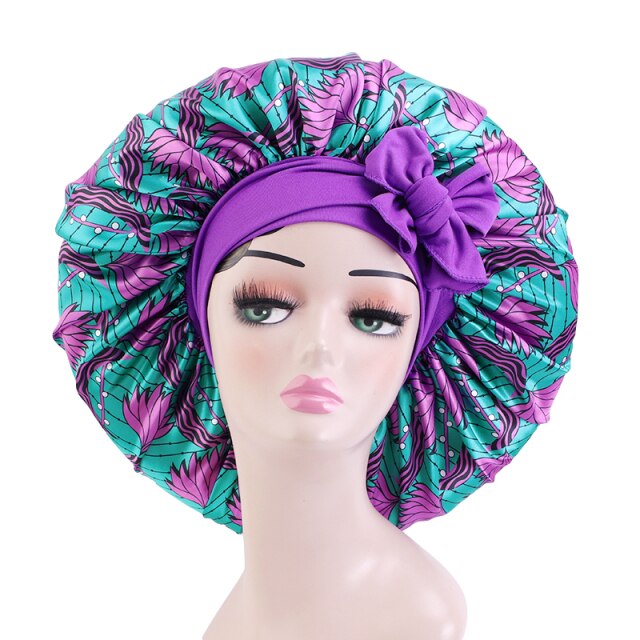 African Pattern Print Satin Bonnet
